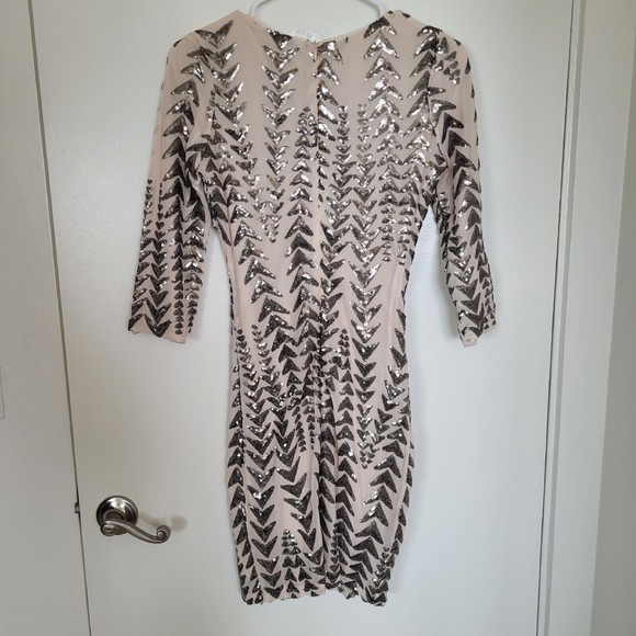Lulus Womens sz Small Sequin Bodycon Dress - Shine on Me Nude NWOT - Picture 10 of 13